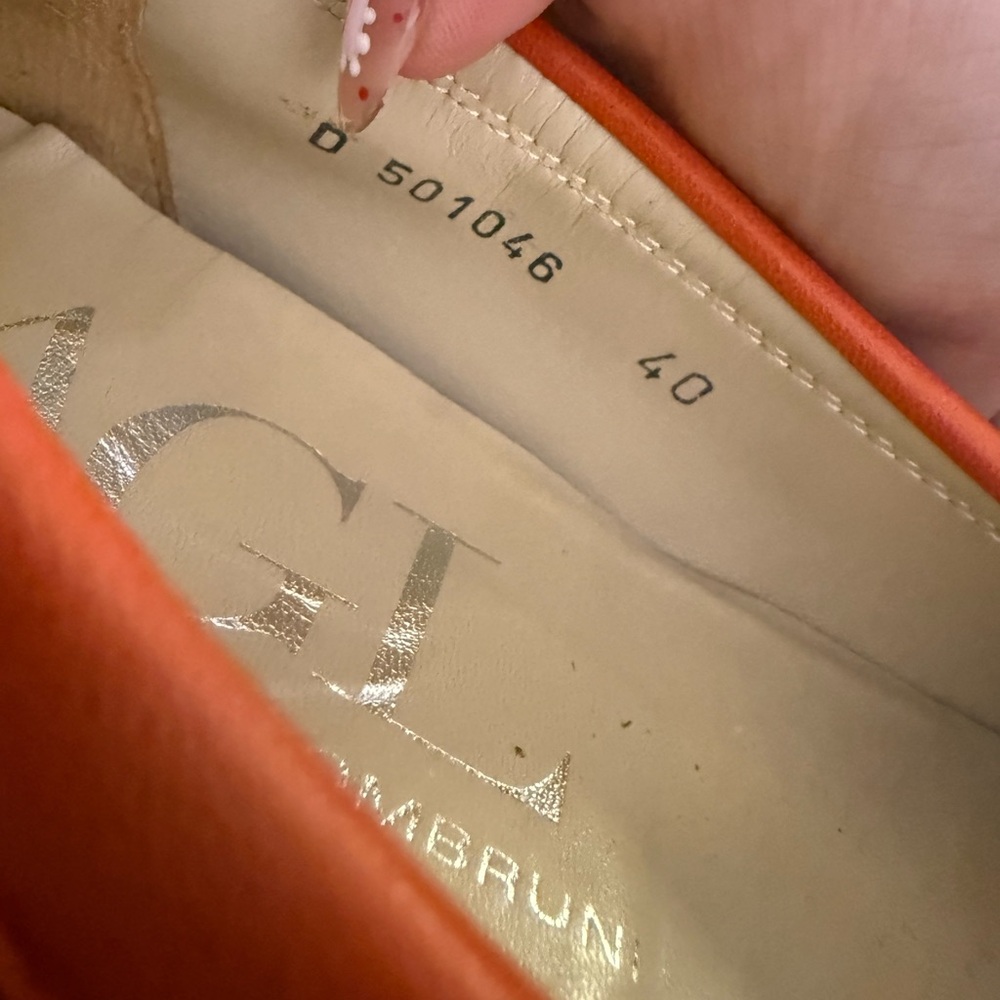 AGL ATTILIO GIUSTI LEOMBRUNI Mango Orange Leather Flats with Buckle Accents, 40 - Picture 3 of 10
